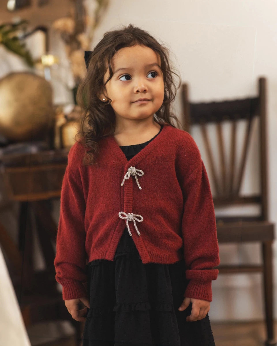 Bow Cardigan Ruby - Noralee Tops sold by Rosebud & Jo