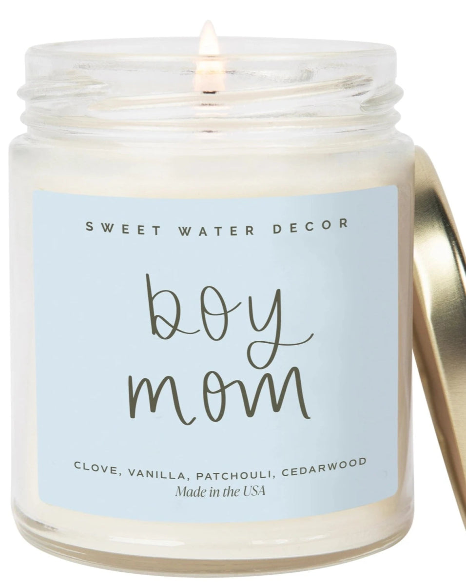 Boy Mom 9 oz Soy Candle - Sweet Water Decor Candle sold by Rosebud & Jo