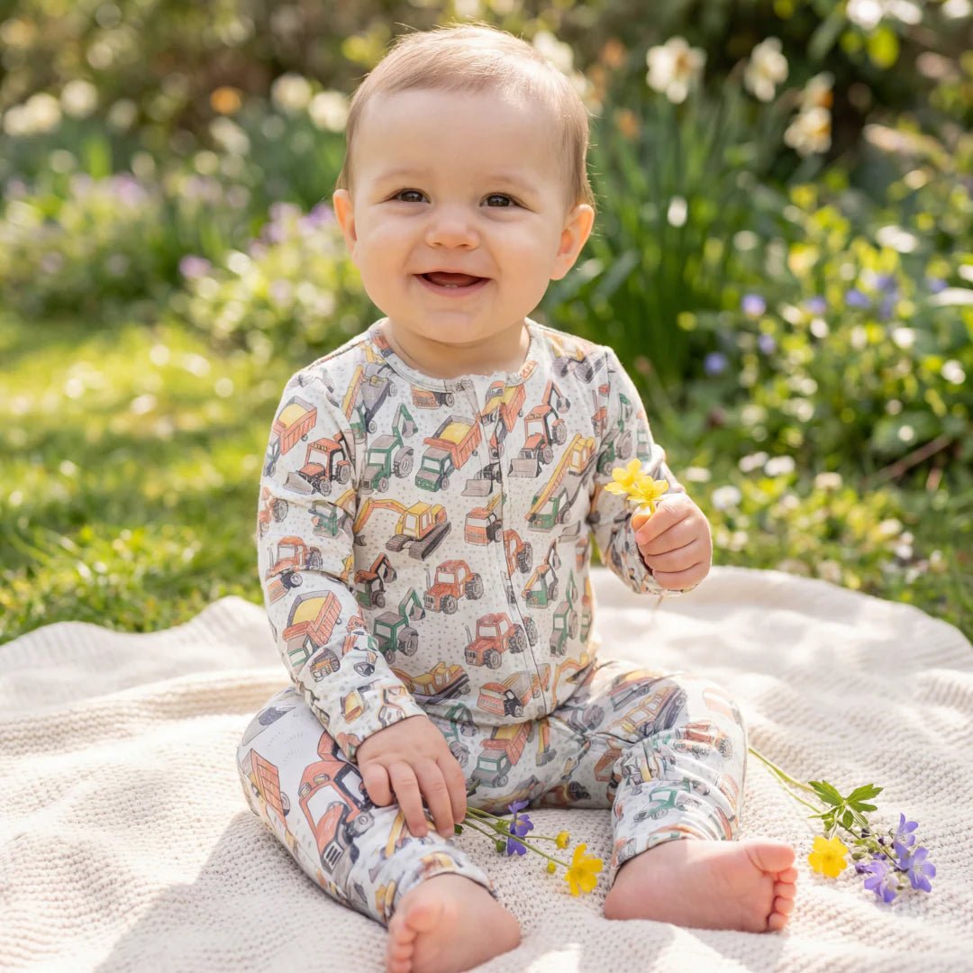 Busy Building Convertible Romper - Sweet Bamboo Rompers & Jumpers sold by Rosebud & Jo
