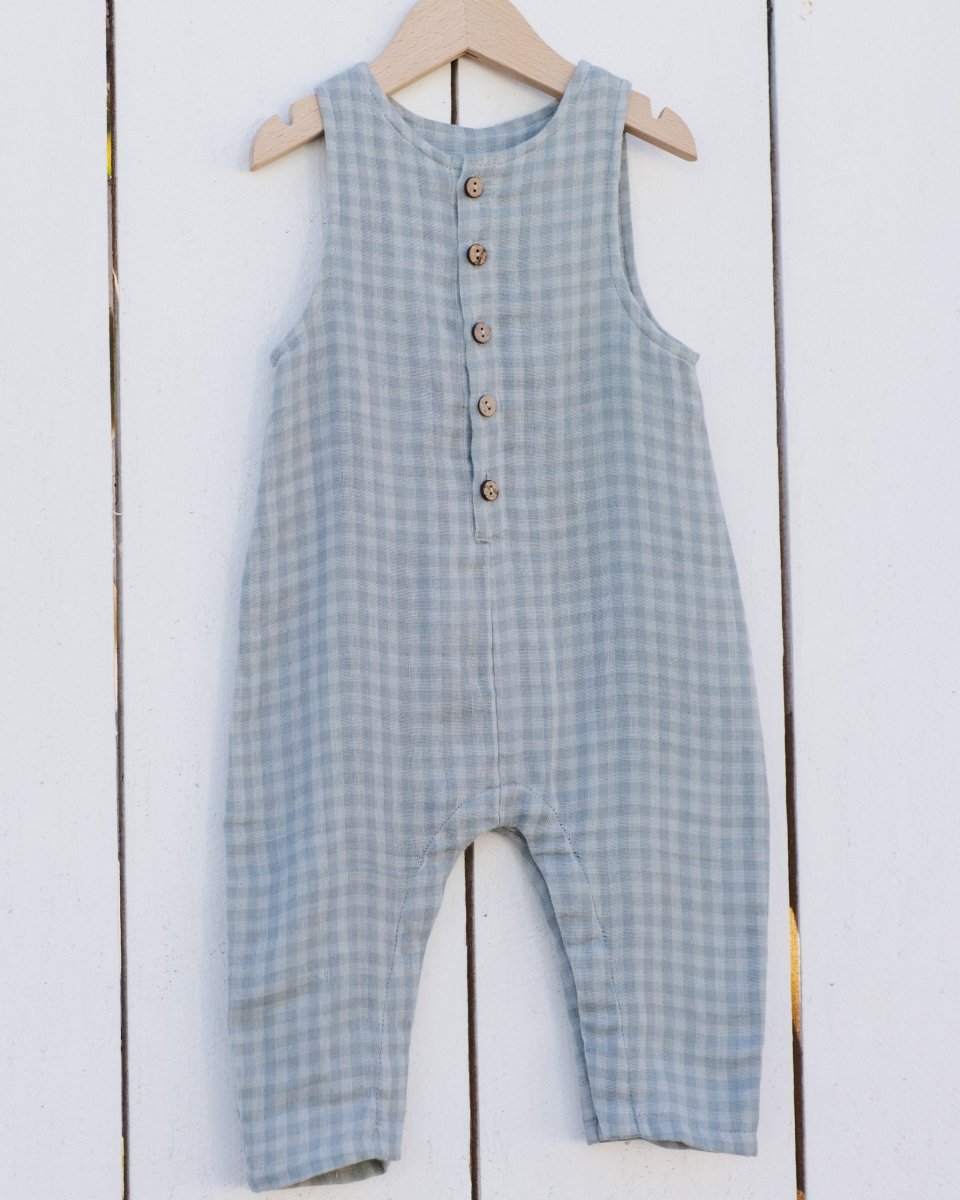 Button Jumpsuit || Green Gingham - Rylee + Cru Rompers & Jumpers sold by Rosebud & Jo
