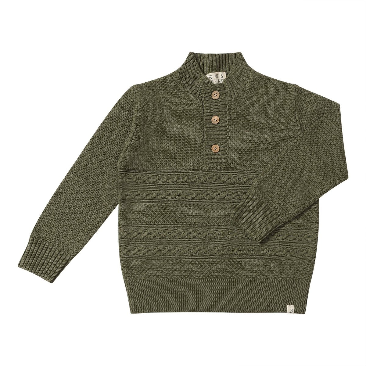 Cable Sweater in Green - Me & Henry Baby & Toddler Clothing sold by Rosebud & Jo
