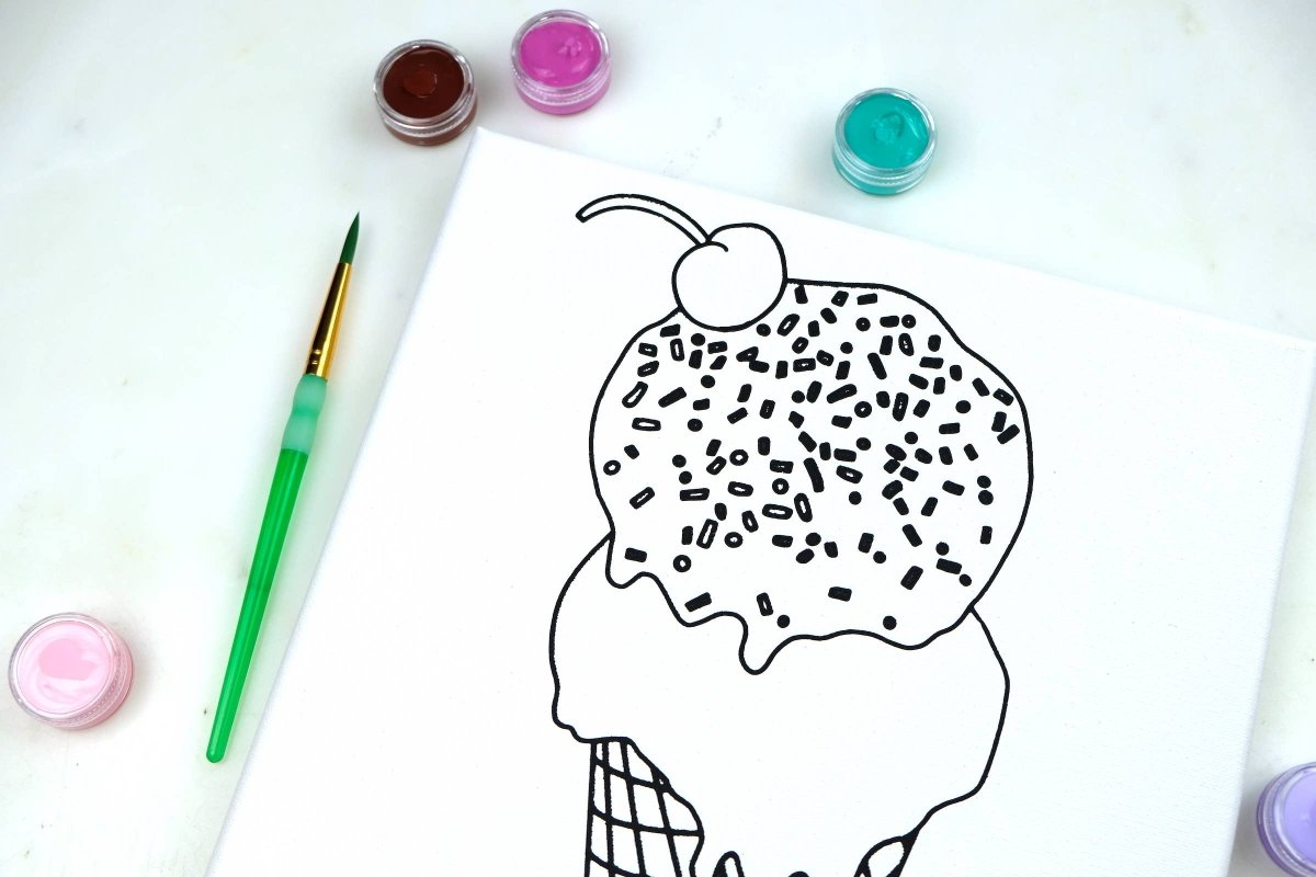 Canvas Painting Kit - Ice Cream Cone - Twirling Bird Creative Art sold by Rosebud & Jo