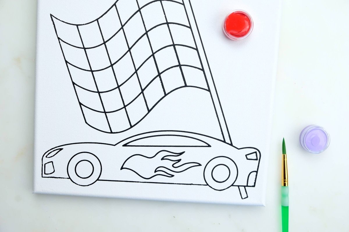 Canvas Painting Kit - Race Car - Twirling Bird Creative Art sold by Rosebud & Jo