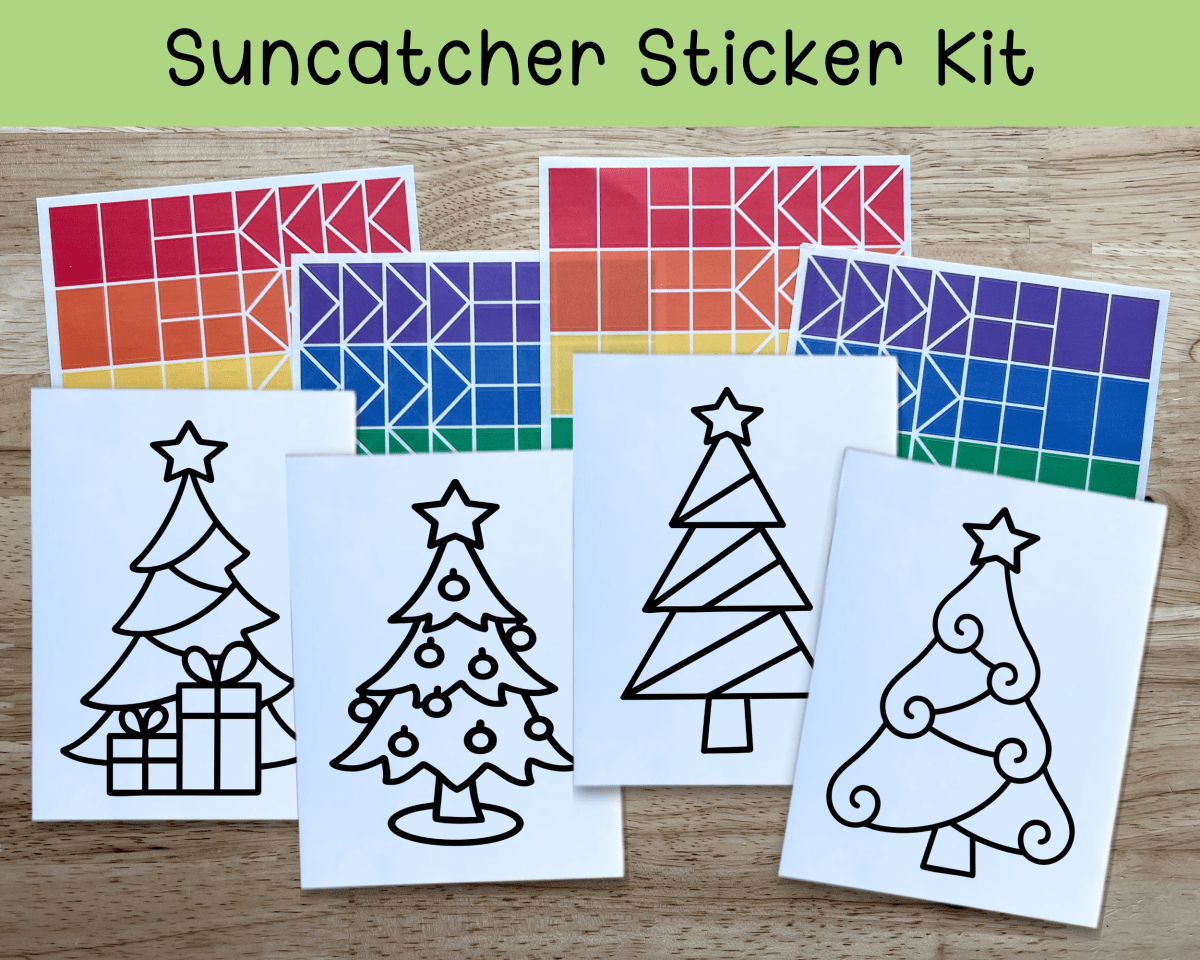 Christmas Tree Suncatcher Sticker Craft Kit Set for Kids - Calenlou Crafts Arts & Crafts sold by Rosebud & Jo