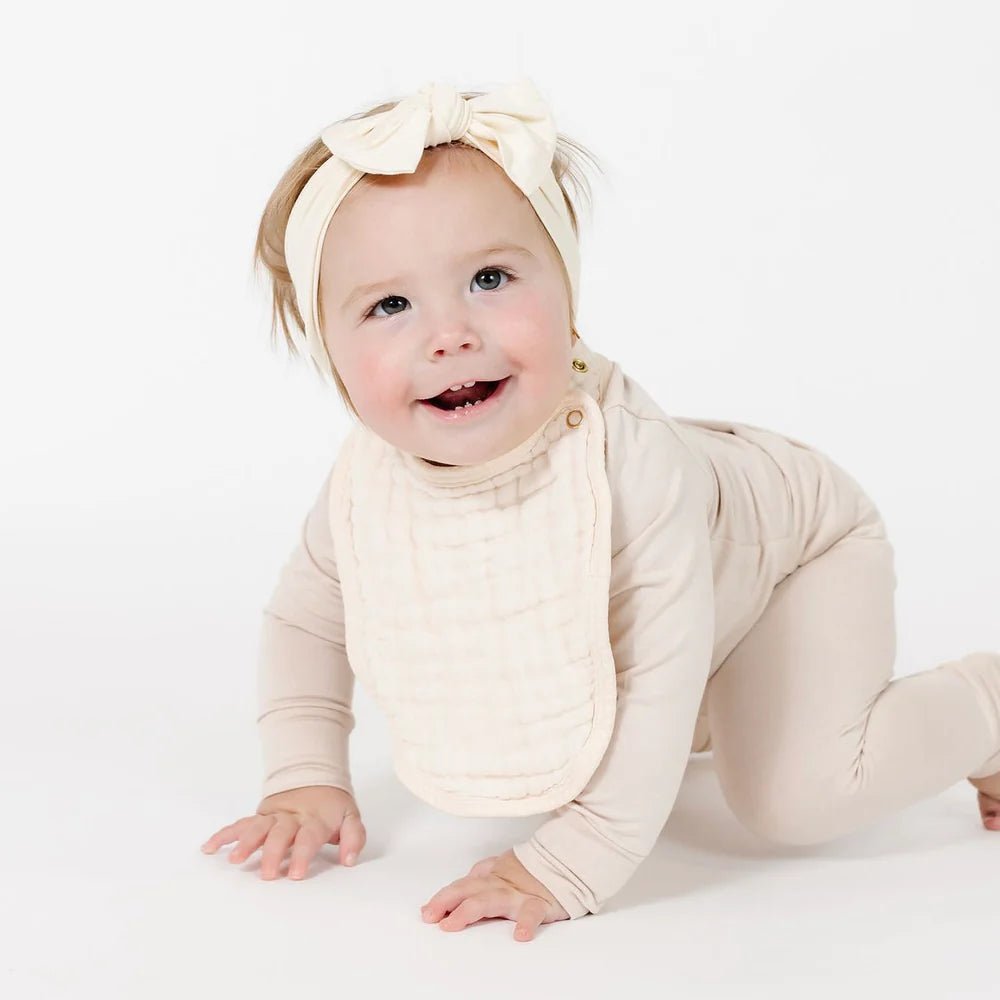 Cloud Muslin Bib 2 - Pack Set in Cream - Lou Lou & Company Bib sold by Rosebud & Jo