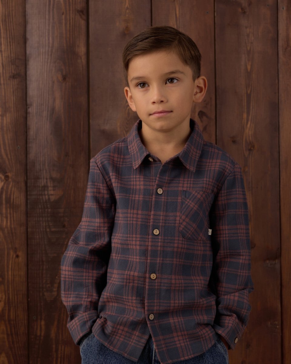Collared Long Sleeve Shirt || Midnight Plaid - Rylee + Cru Tops sold by Rosebud & Jo