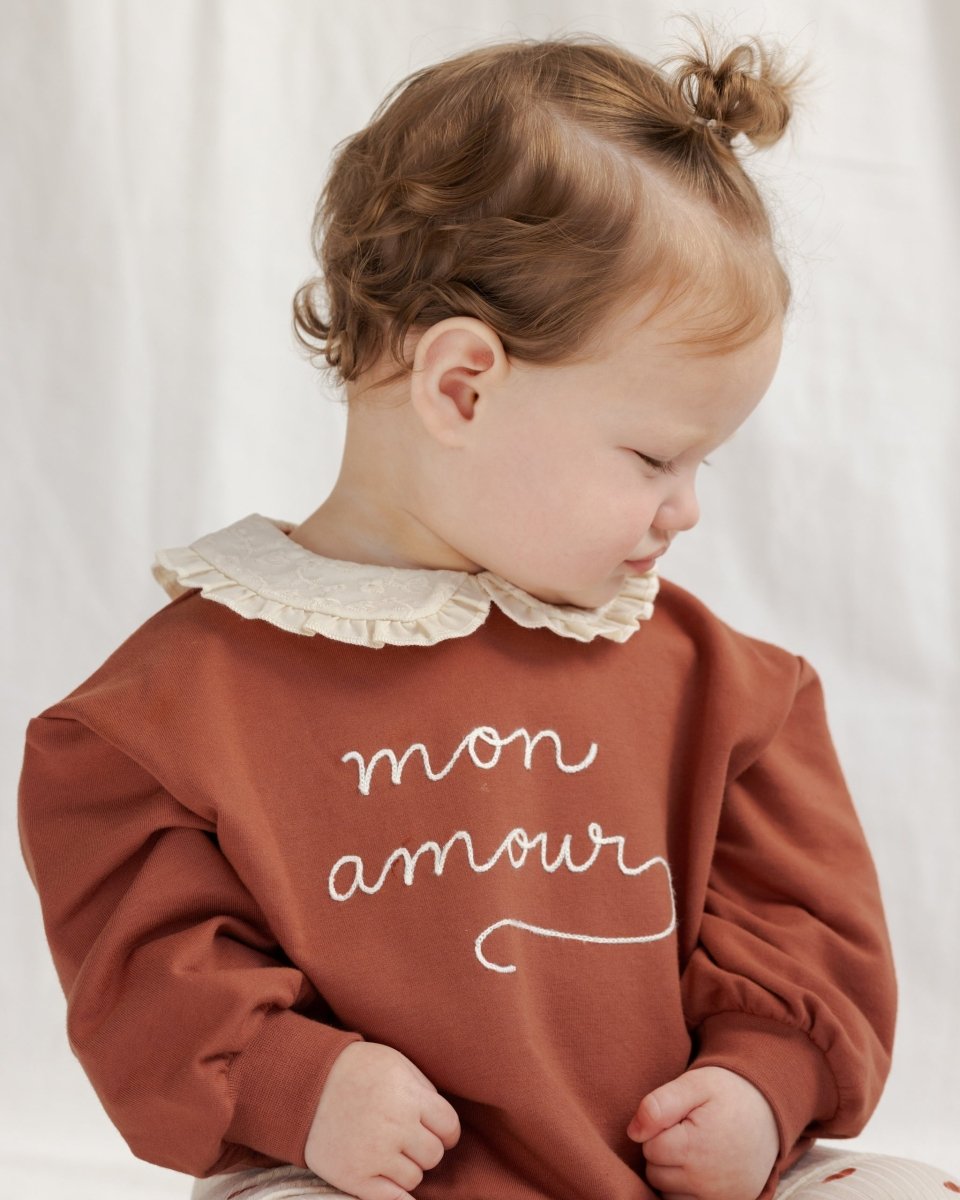 Collared Sweatshirt || Mon Amour - Quincy Mae Baby & Toddler Clothing sold by Rosebud & Jo