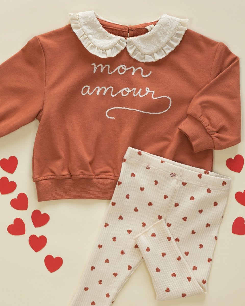 Collared Sweatshirt || Mon Amour - Quincy Mae Baby & Toddler Clothing sold by Rosebud & Jo