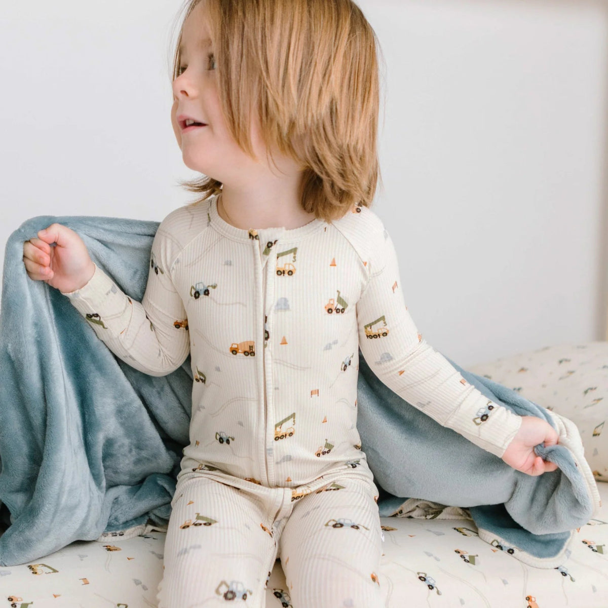 Construction Small Ribbed Zip Romper - Brave Little Ones Baby & Toddler Clothing sold by Rosebud & Jo
