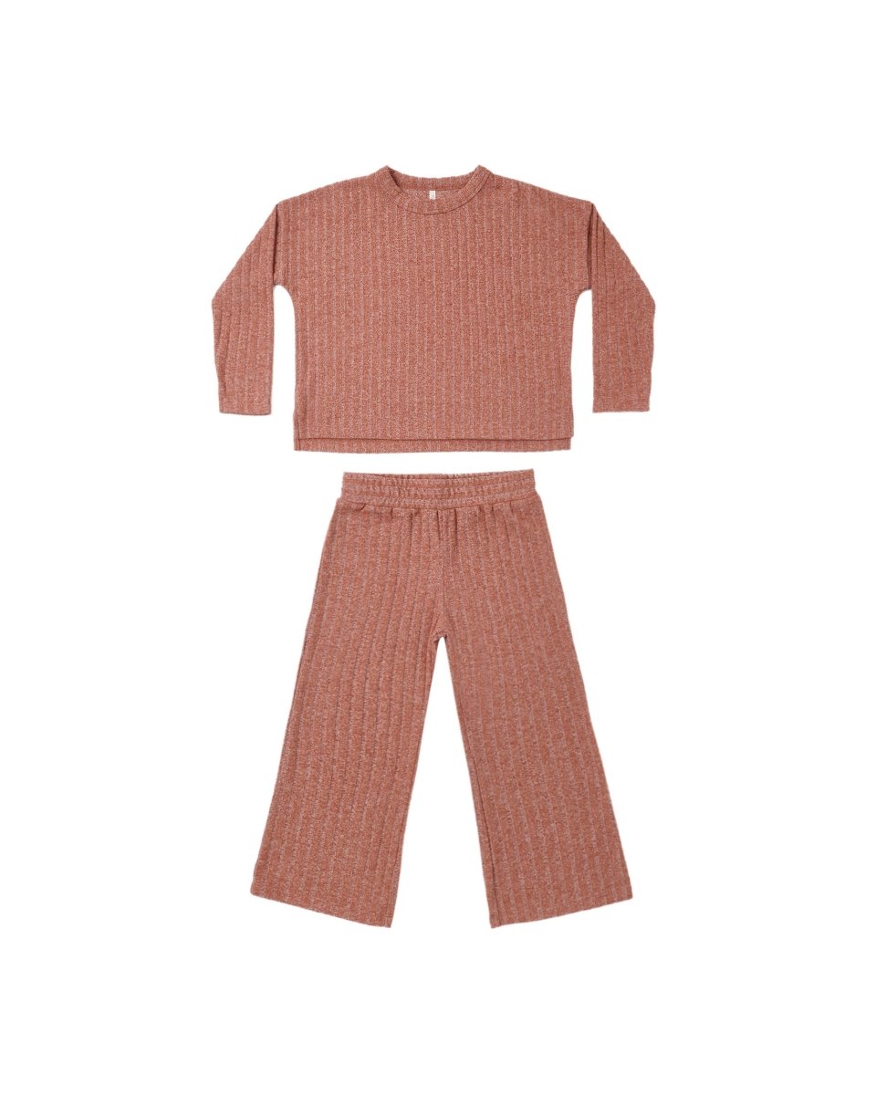 Cozy Rib Knit Set in Ruby - Rylee + Cru Top & Bottom Sets sold by Rosebud & Jo