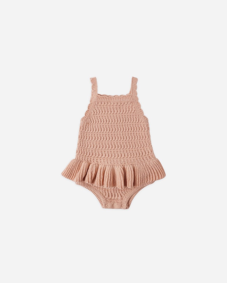 Crochet Ruffle Romper || Melon - Rylee + Cru Rompers & Jumpers sold by Rosebud & Jo