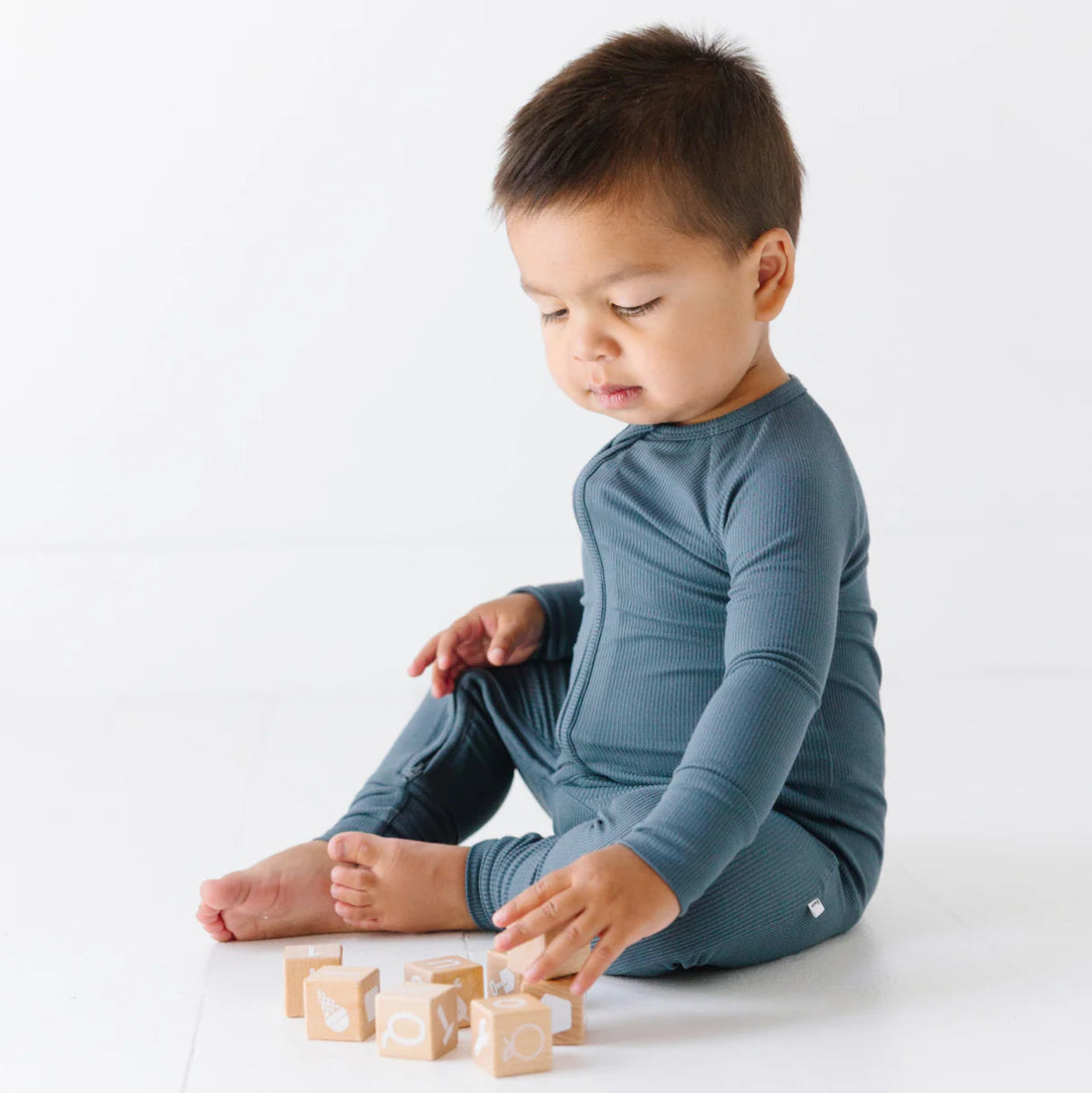 Dark Steel Blue Small Ribbed Romper - Brave Little Ones Baby & Toddler Clothing sold by Rosebud & Jo