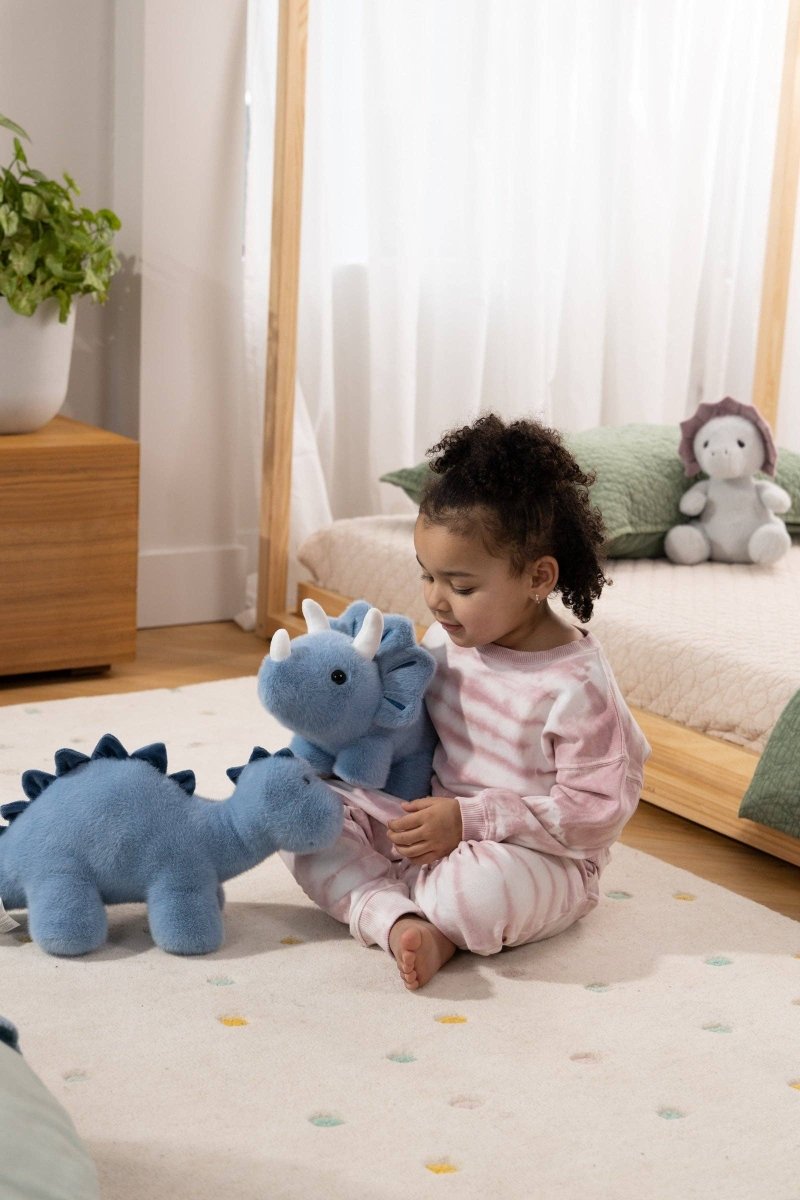 Dino Plush Toy - Blue Triceratop - Coco Village Stuffed Animals sold by Rosebud & Jo