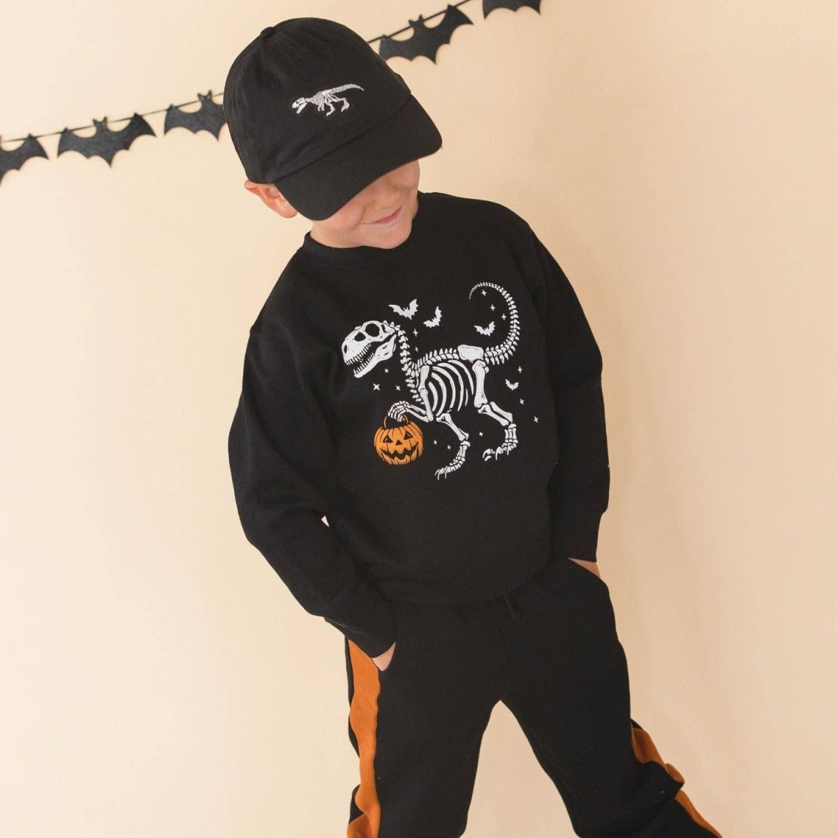 Dinosaur Skeleton Patch Halloween Baseball Hat - Sweet Wink Hats sold by Rosebud & Jo