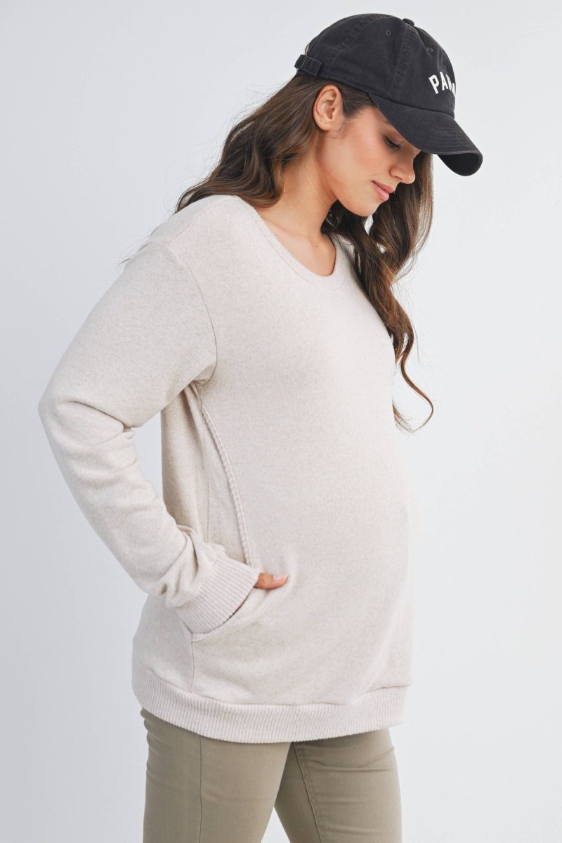 Double Layer Maternity Nursing Pullover Top - Hello Miz Maternity Clothes sold by Rosebud & Jo