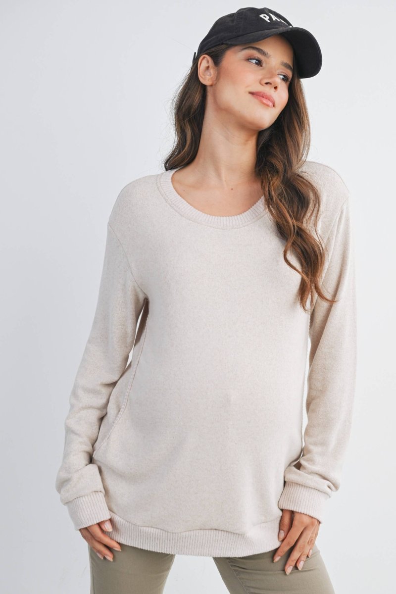 Double Layer Maternity Nursing Pullover Top - Hello Miz Maternity Clothes sold by Rosebud & Jo