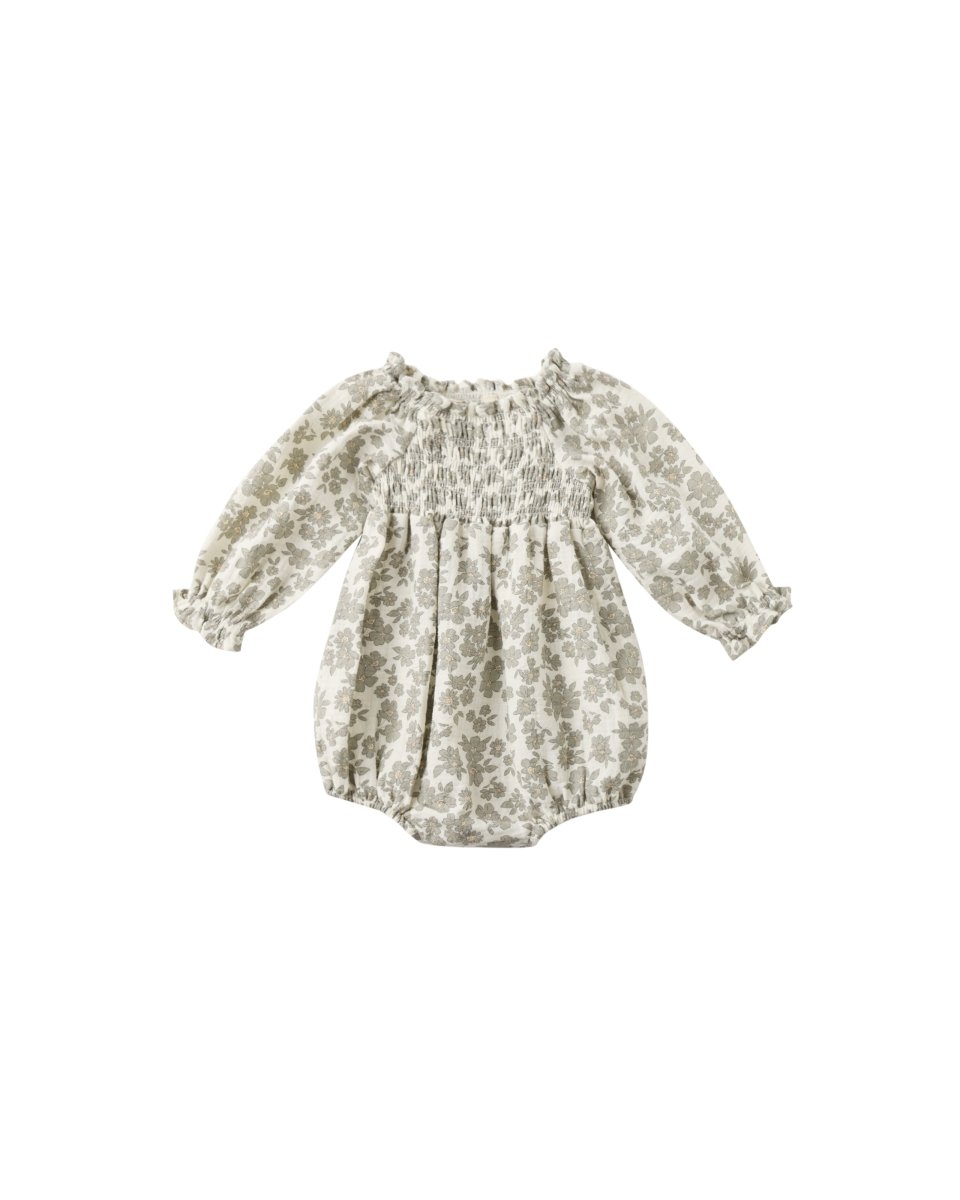 Eden Romper in Green Floral - Quincy Mae Baby & Toddler Clothing sold by Rosebud & Jo