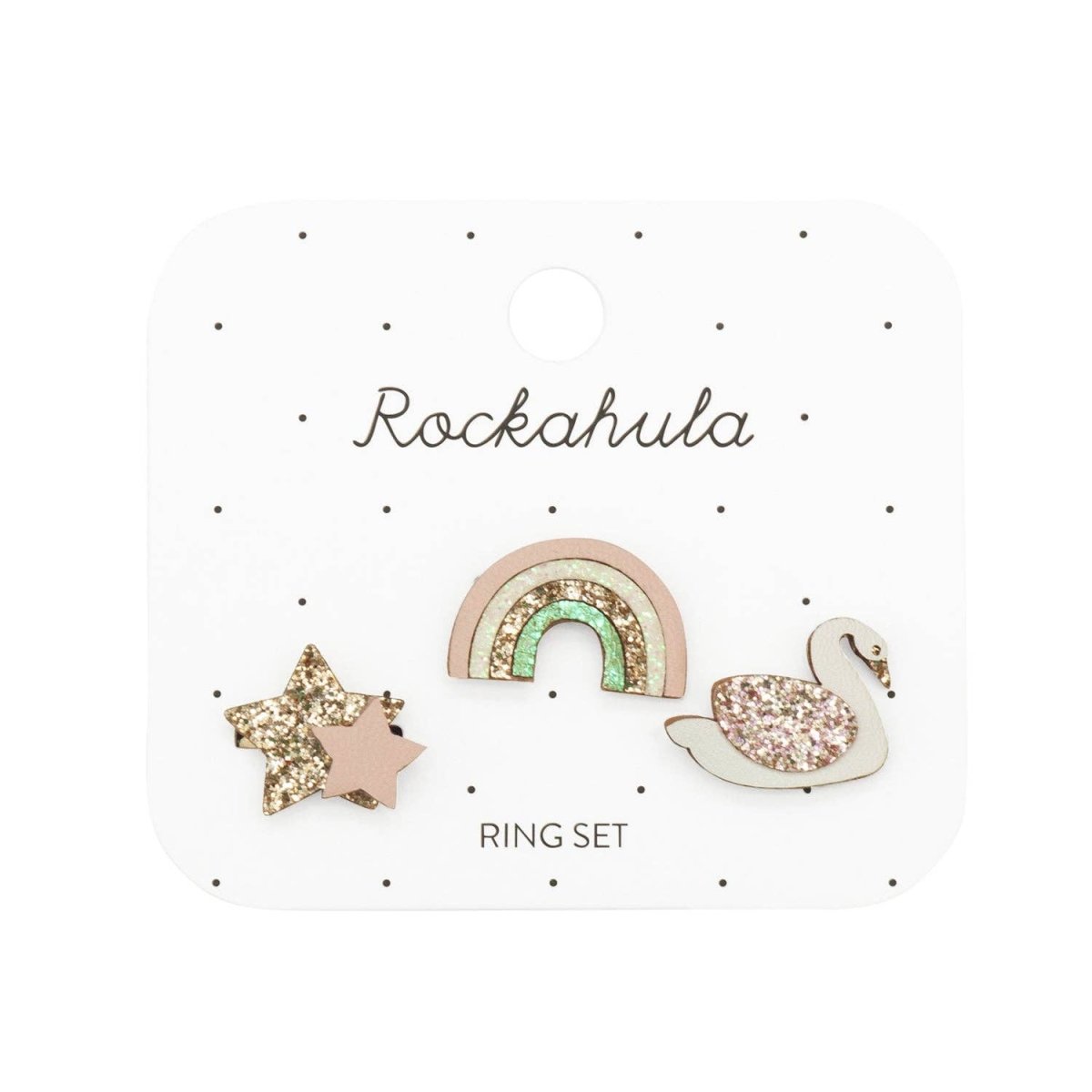 Enchanted Rainbow And Swan Ring Set - Rockahula Kids Jewelry sold by Rosebud & Jo