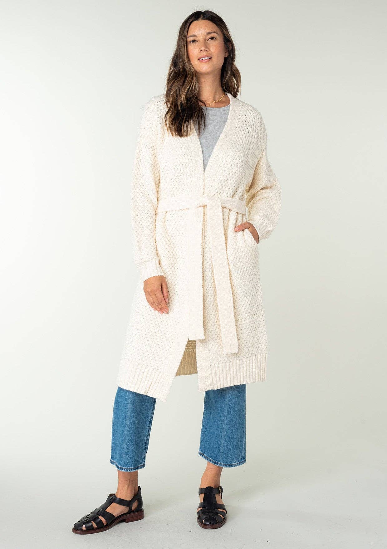 Front Tie Long Sleeve Cardigan