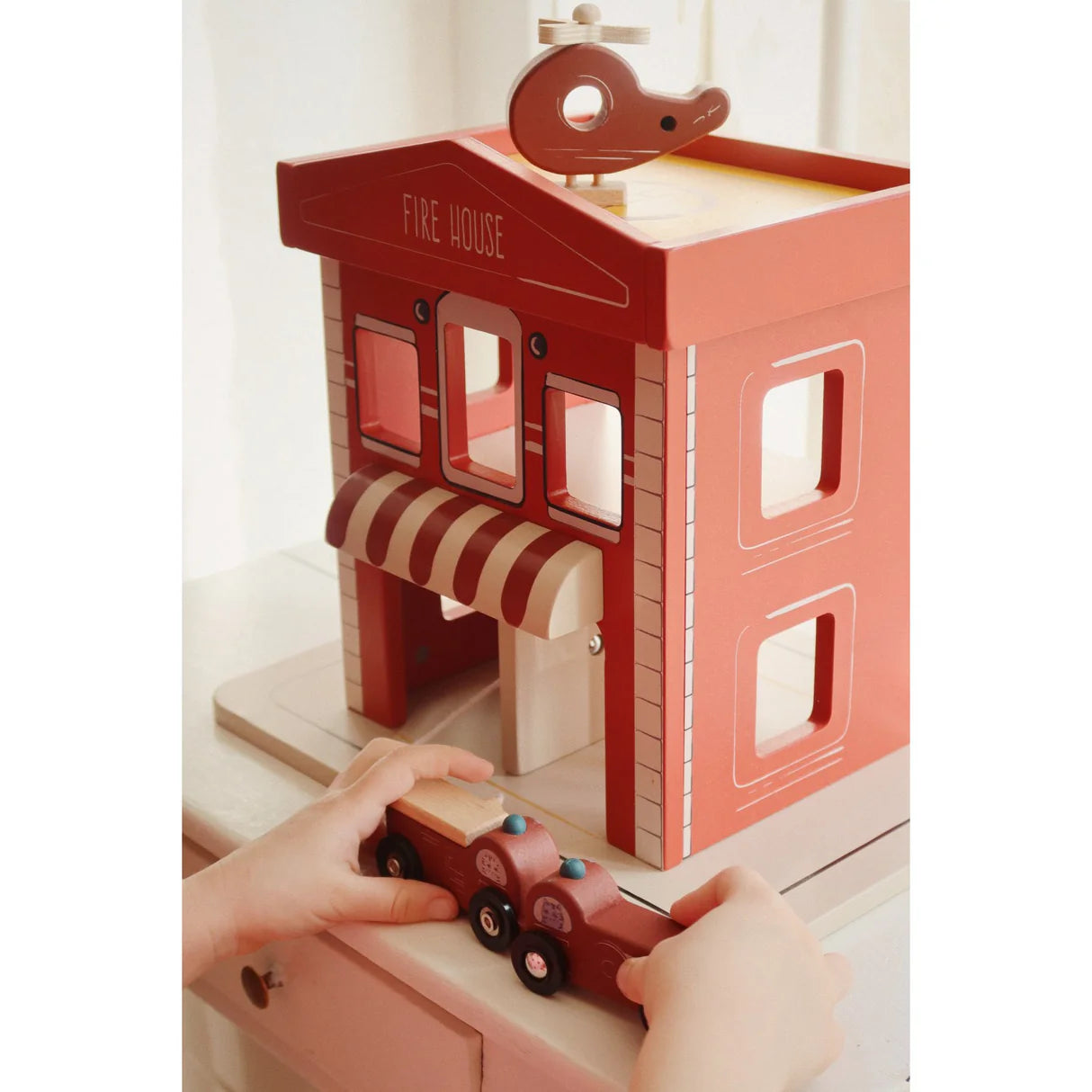 Wooden Fire Station Playset