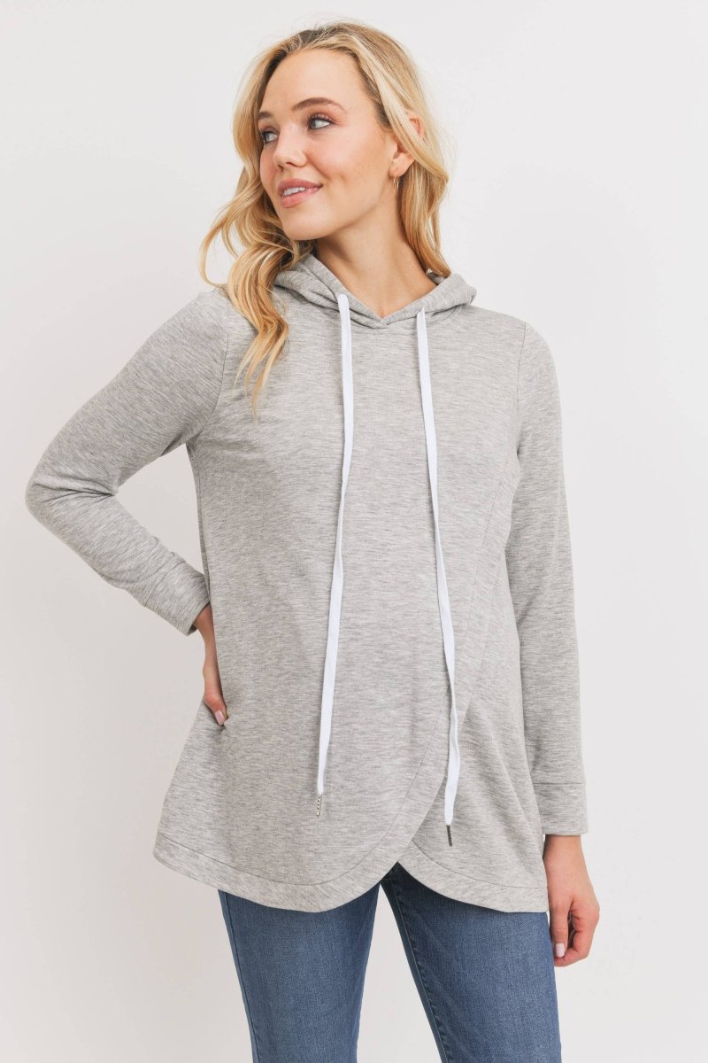 French Terry Crossover Maternity Nursing Hoodie - Hello Miz Maternity Clothes sold by Rosebud & Jo