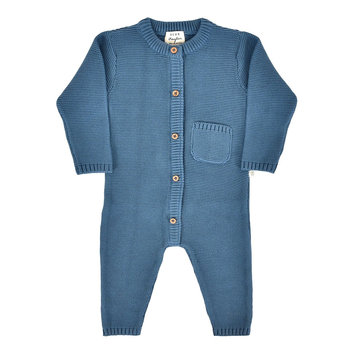 Garter Stitch Romper in Bluestone - Dear Hayden Baby & Toddler Clothing sold by Rosebud & Jo