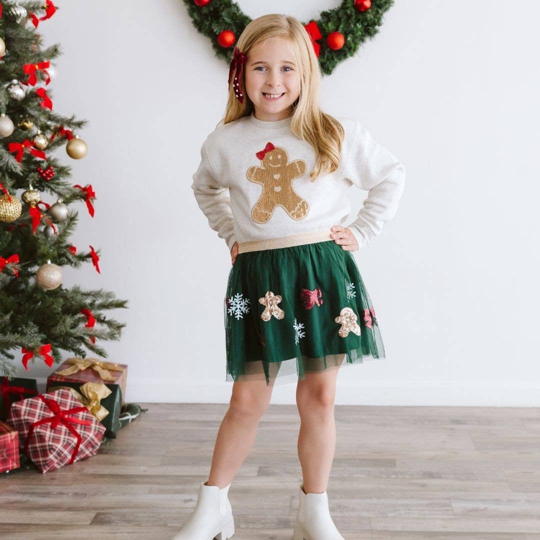 Gingerbread Sequin Christmas Sweatshirt - Sweet Wink Baby & Toddler Clothing sold by Rosebud & Jo