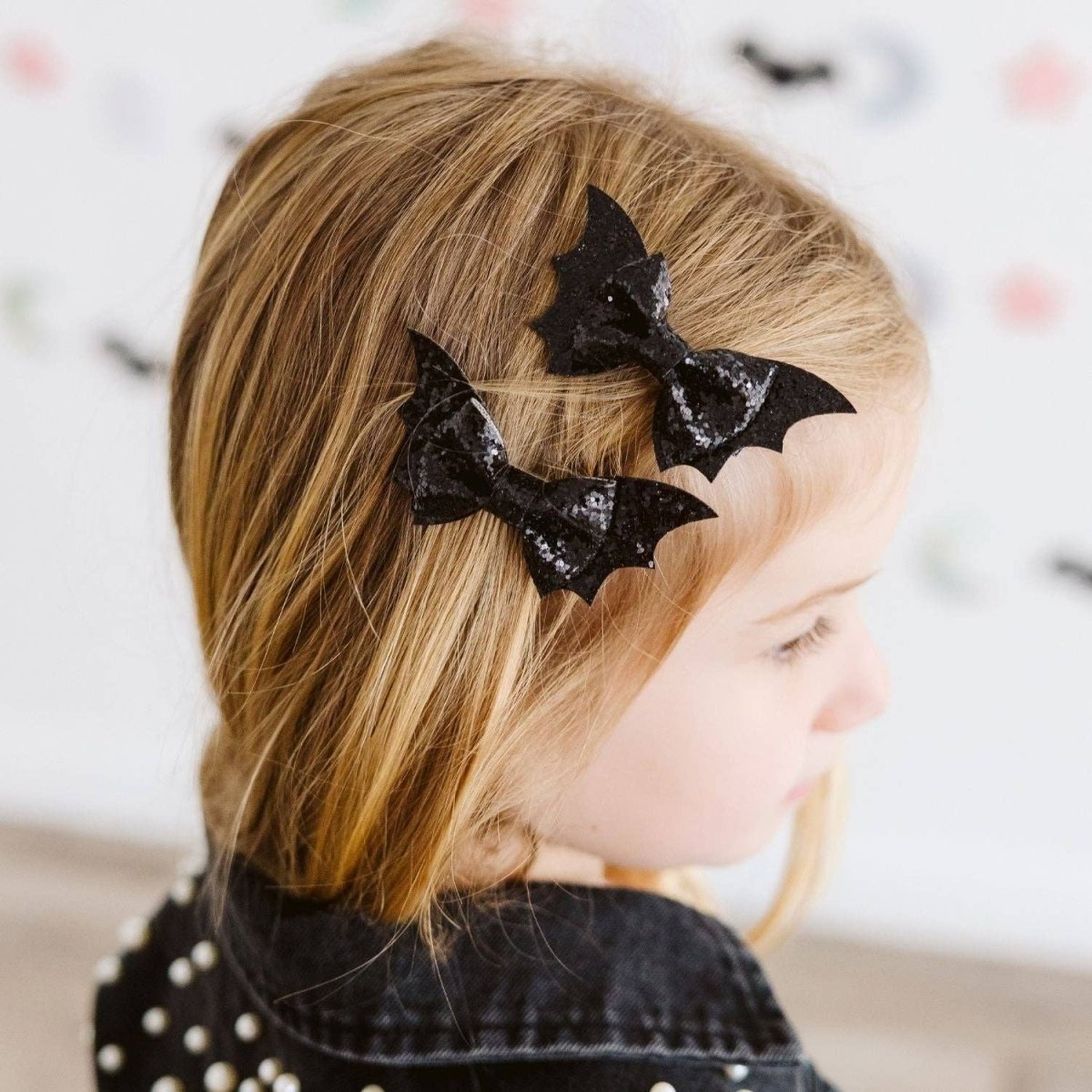 Glitter Bat Halloween Bow Clip Set - Sweet Wink Hair Accessories sold by Rosebud & Jo