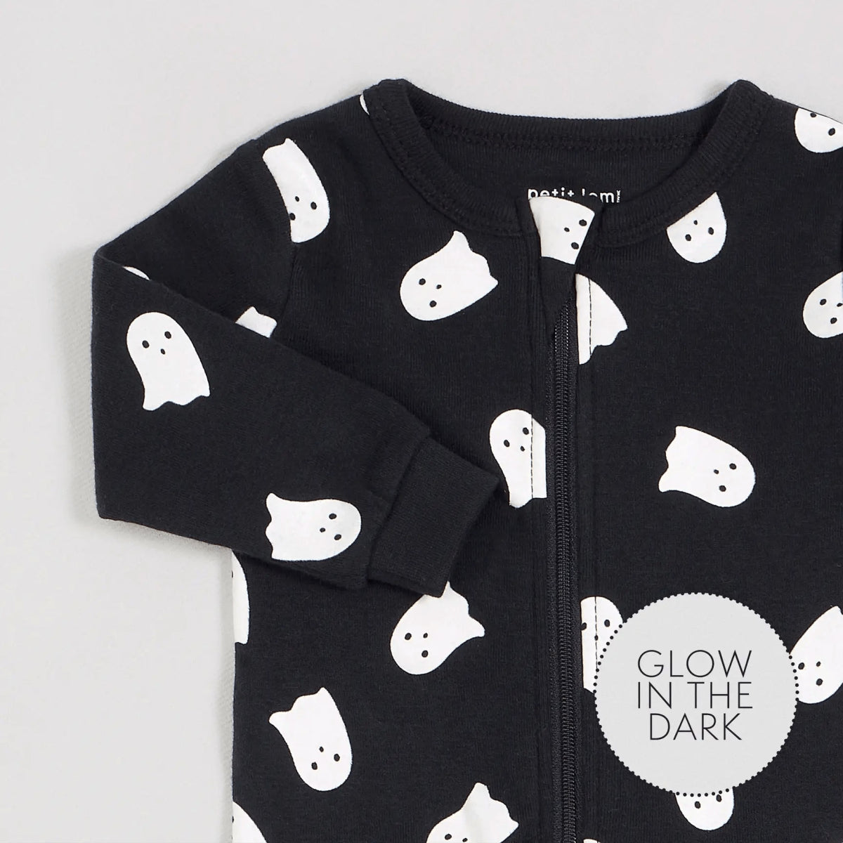 Glow in the Dark Ghost Footed Sleeper - Petite Lem sold by Rosebud & Jo