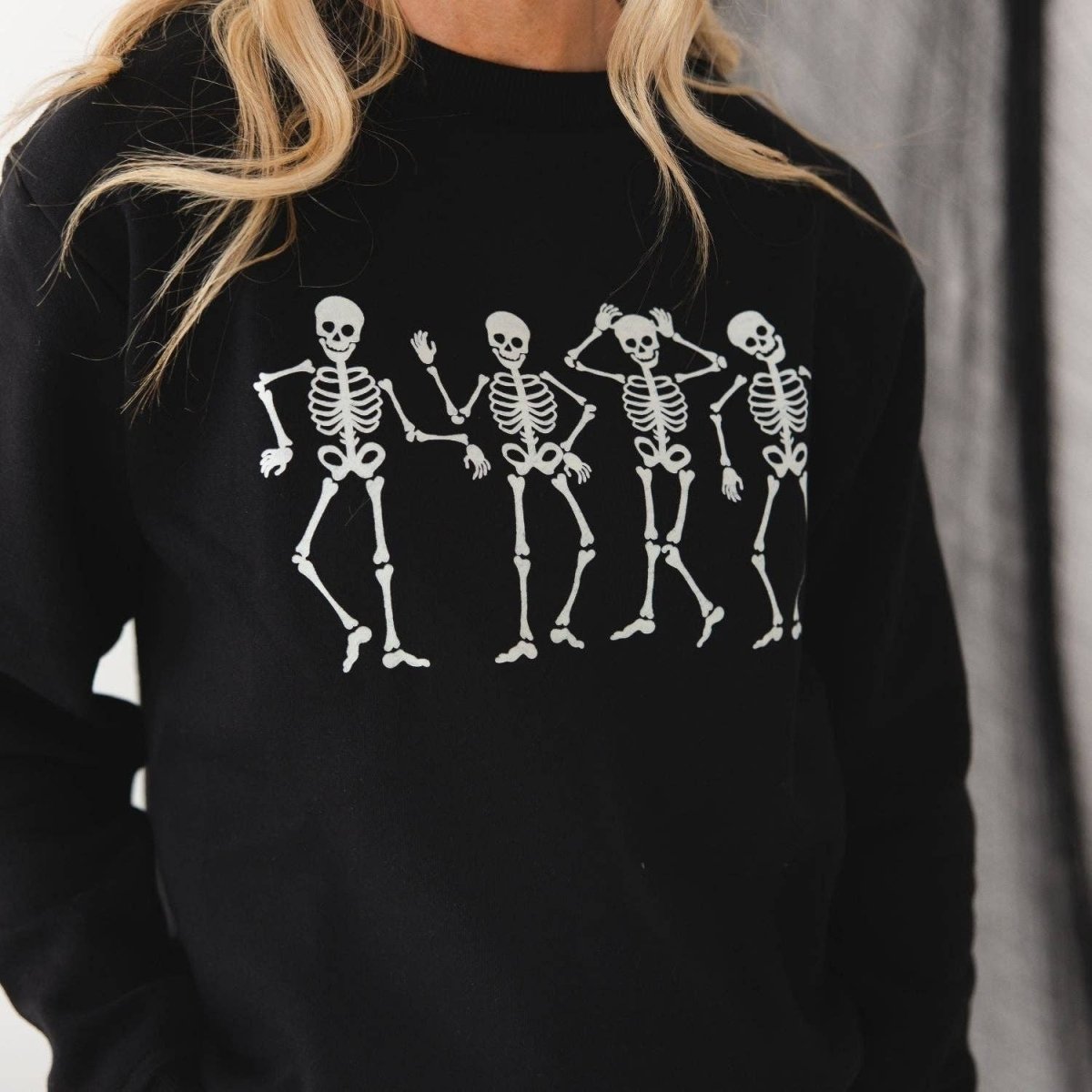 Glow In The Dark Silly Skelly Halloween Women's Sweatshirt - Sweet Wink Women's Clothing sold by Rosebud & Jo