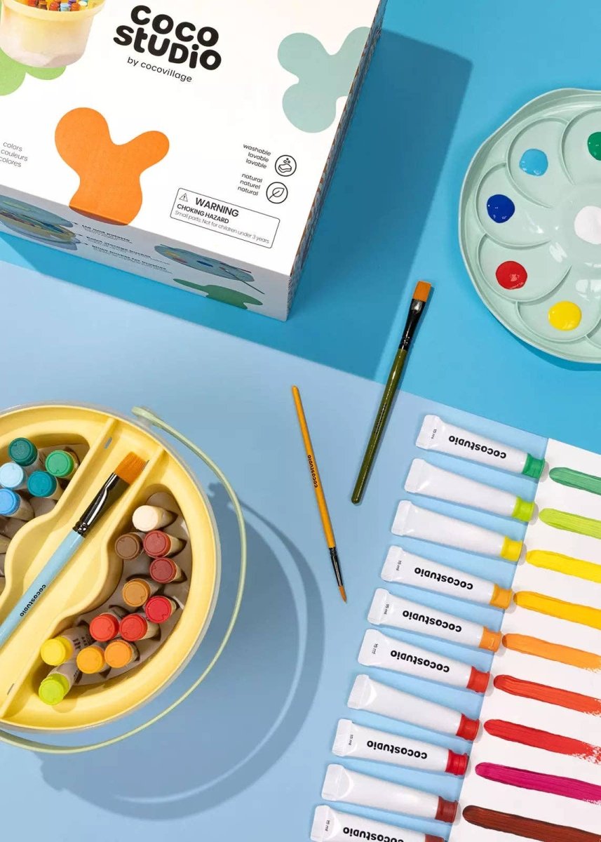 Gouache Paint Bucket & Accessories Set - 24 Colors - Coco Village Art sold by Rosebud & Jo