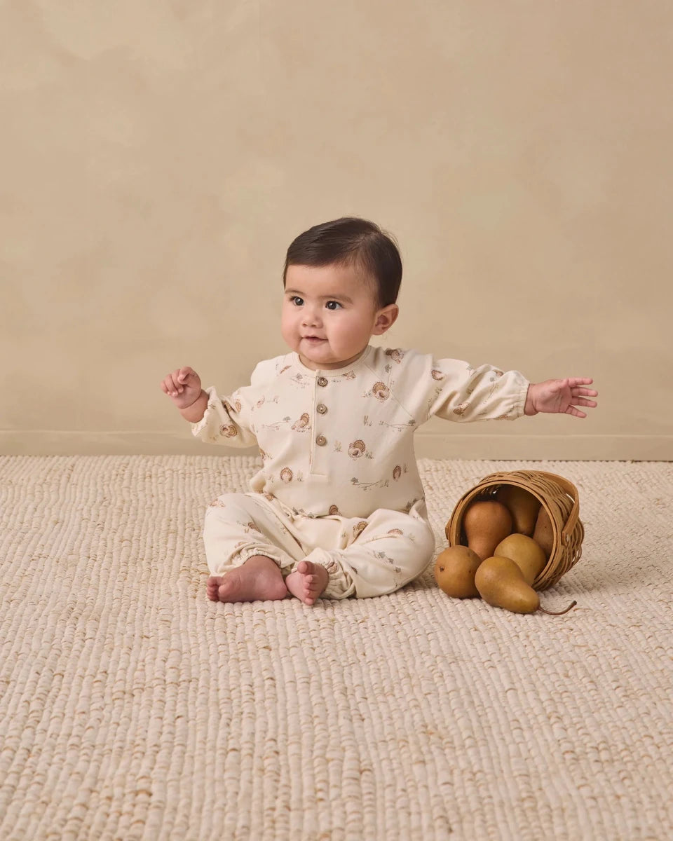 Henley Bubble Jumpsuit Turkey - Quincy Mae Rompers & Jumpers sold by Rosebud & Jo