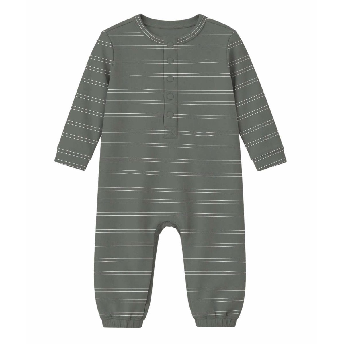 Henley Jumpsuit - Green Stripes - gunamuna Baby & Toddler Clothing sold by Rosebud & Jo