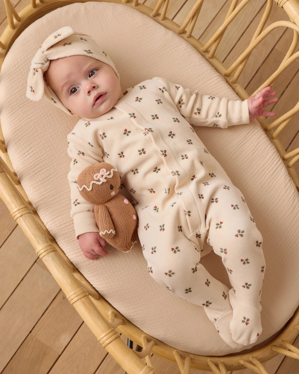 Hidden Snap Footie in Holly Berry and Forest - Quincy Mae Baby & Toddler Clothing sold by Rosebud & Jo
