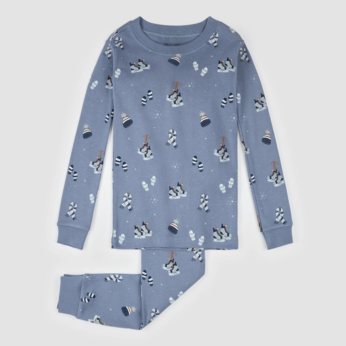 Hockey Winter Accessories on Blue Pajama Set - Petite Lem Baby & Toddler Clothing sold by Rosebud & Jo