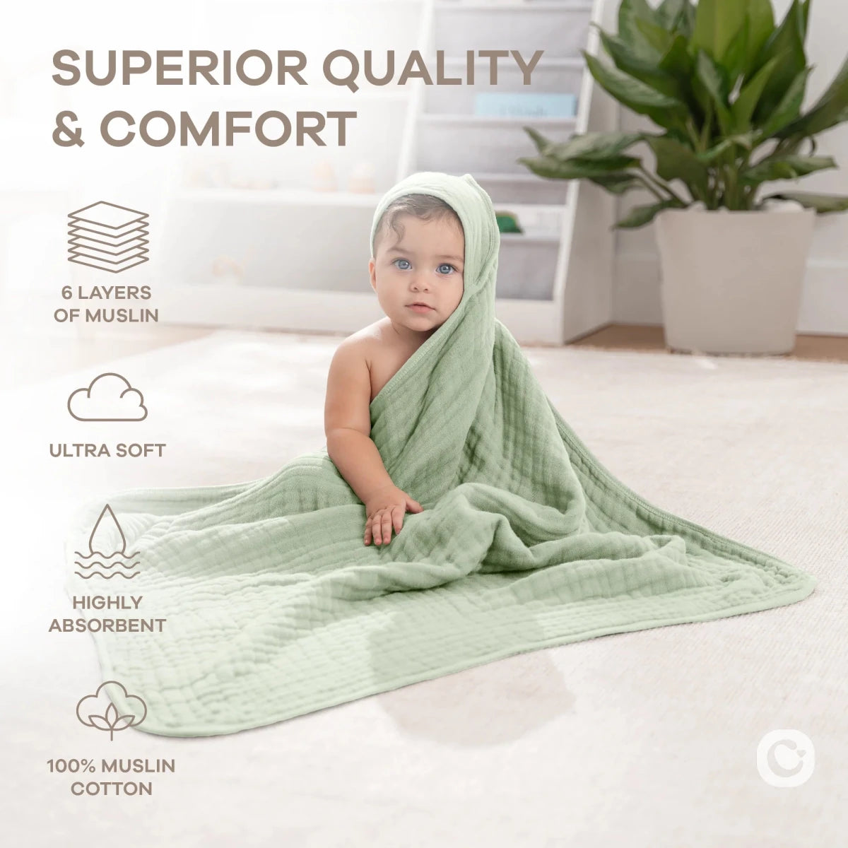 Hooded Towels in Sage - 2 Pack - Comfy Cubs Bath & Care sold by Rosebud & Jo