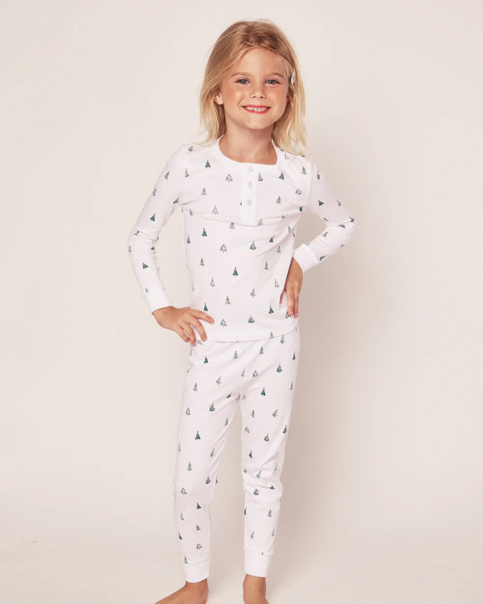 Kid's Pima Snug Fit Pajama Set in Evergreen Trees - Petite Plum Baby & Toddler Clothing sold by Rosebud & Jo