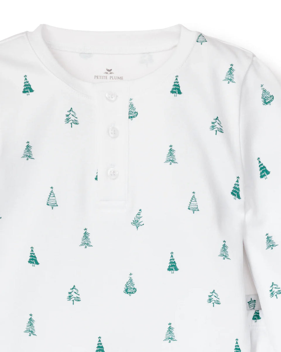 Kid's Pima Snug Fit Pajama Set in Evergreen Trees - Petite Plum Baby & Toddler Clothing sold by Rosebud & Jo
