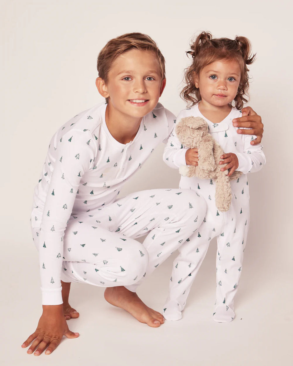 Kid's Pima Snug Fit Pajama Set in Evergreen Trees - Petite Plum Baby & Toddler Clothing sold by Rosebud & Jo