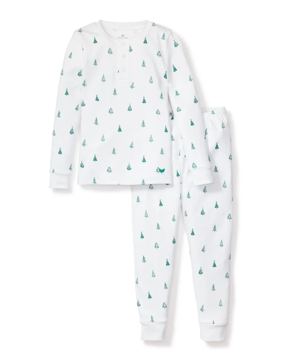 Kid's Pima Snug Fit Pajama Set in Evergreen Trees - Petite Plum Baby & Toddler Clothing sold by Rosebud & Jo