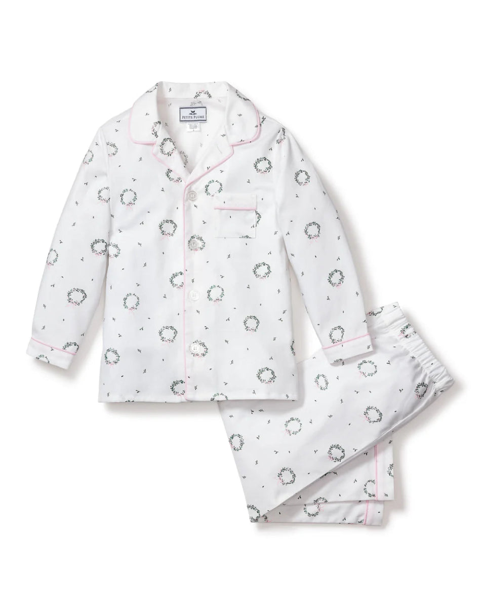 Kid's Twill Pajama Set in Somerset Wreath - Petite Plum Baby & Toddler Clothing sold by Rosebud & Jo