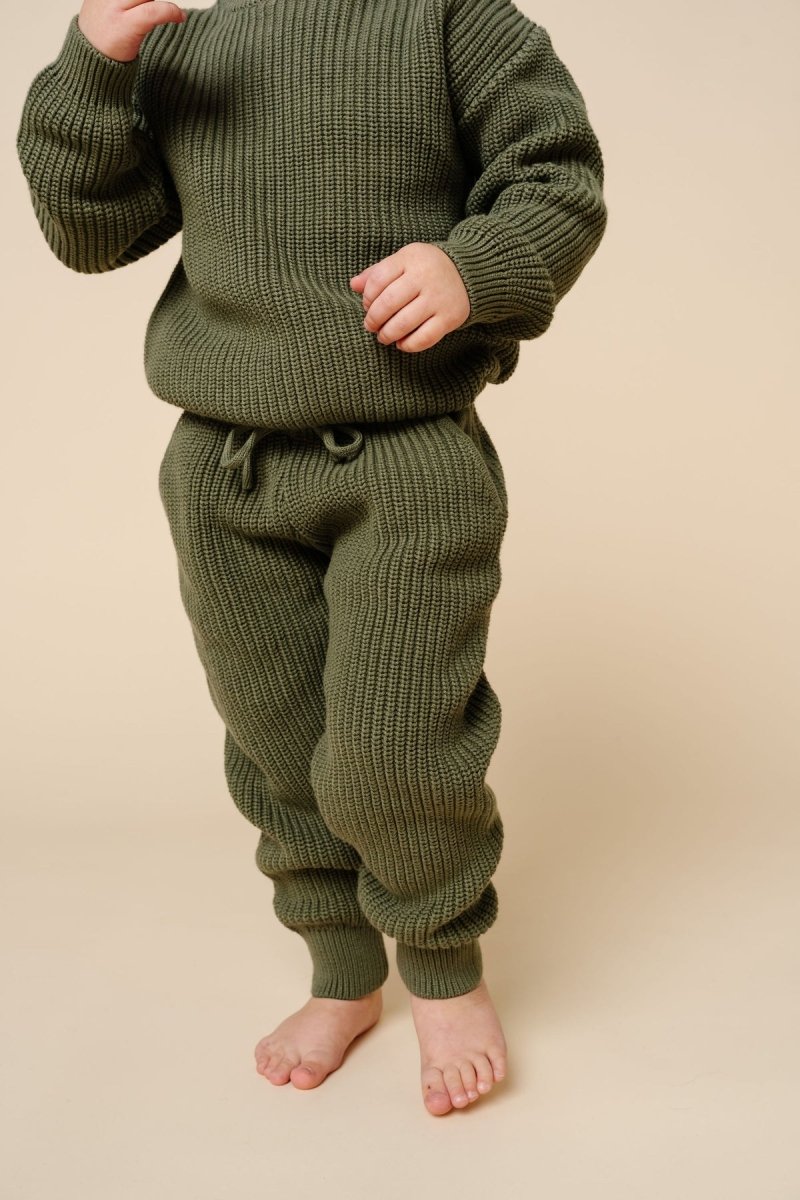 Knit Jogger Pants - Olive - Lou Lou & Company Bottoms sold by Rosebud & Jo