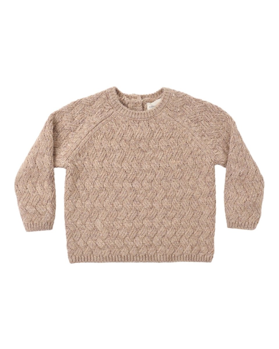 Knit Sweater || Heathered Almond - Quincy Mae Tops sold by Rosebud & Jo