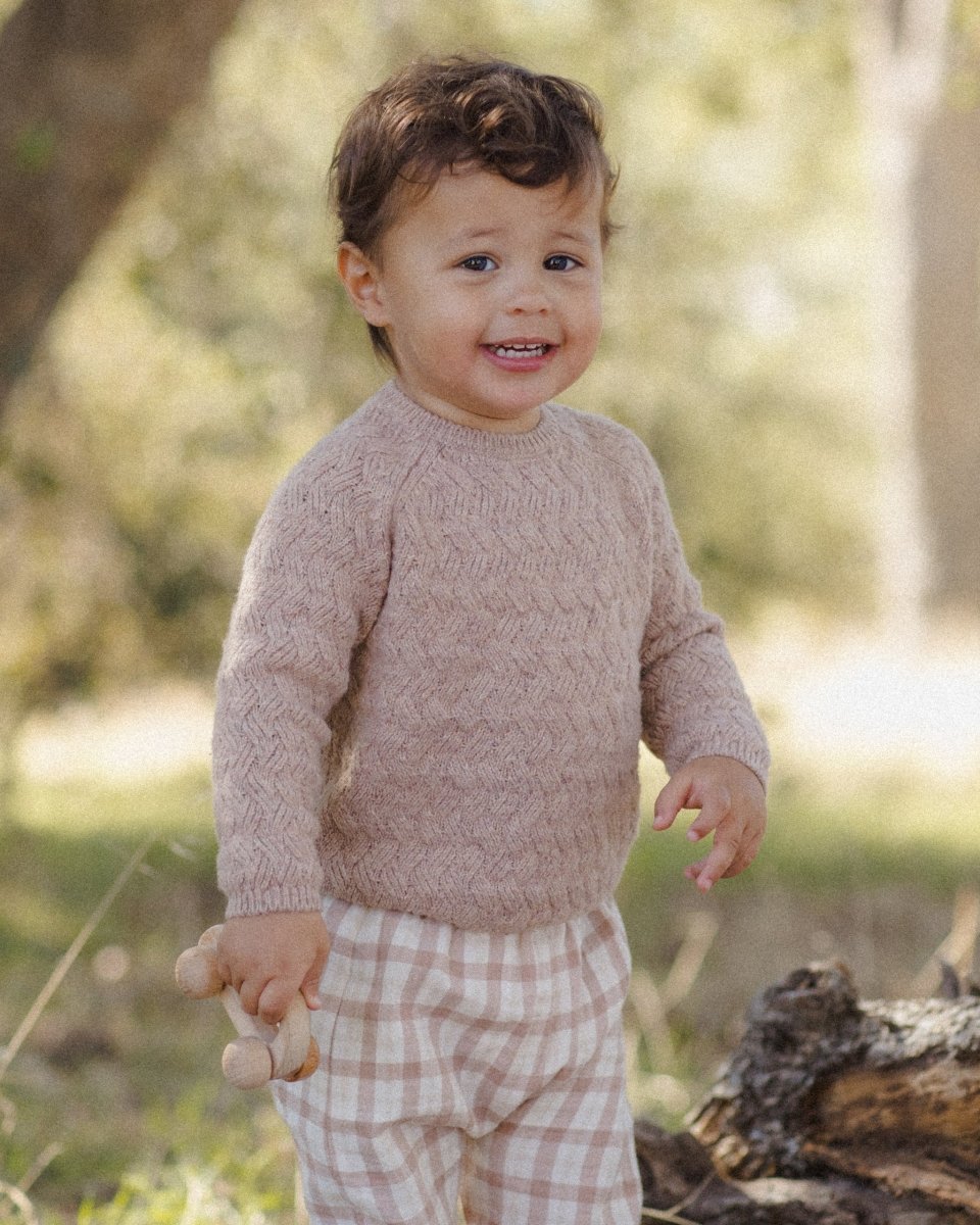 Knit Sweater || Heathered Almond - Quincy Mae Tops sold by Rosebud & Jo