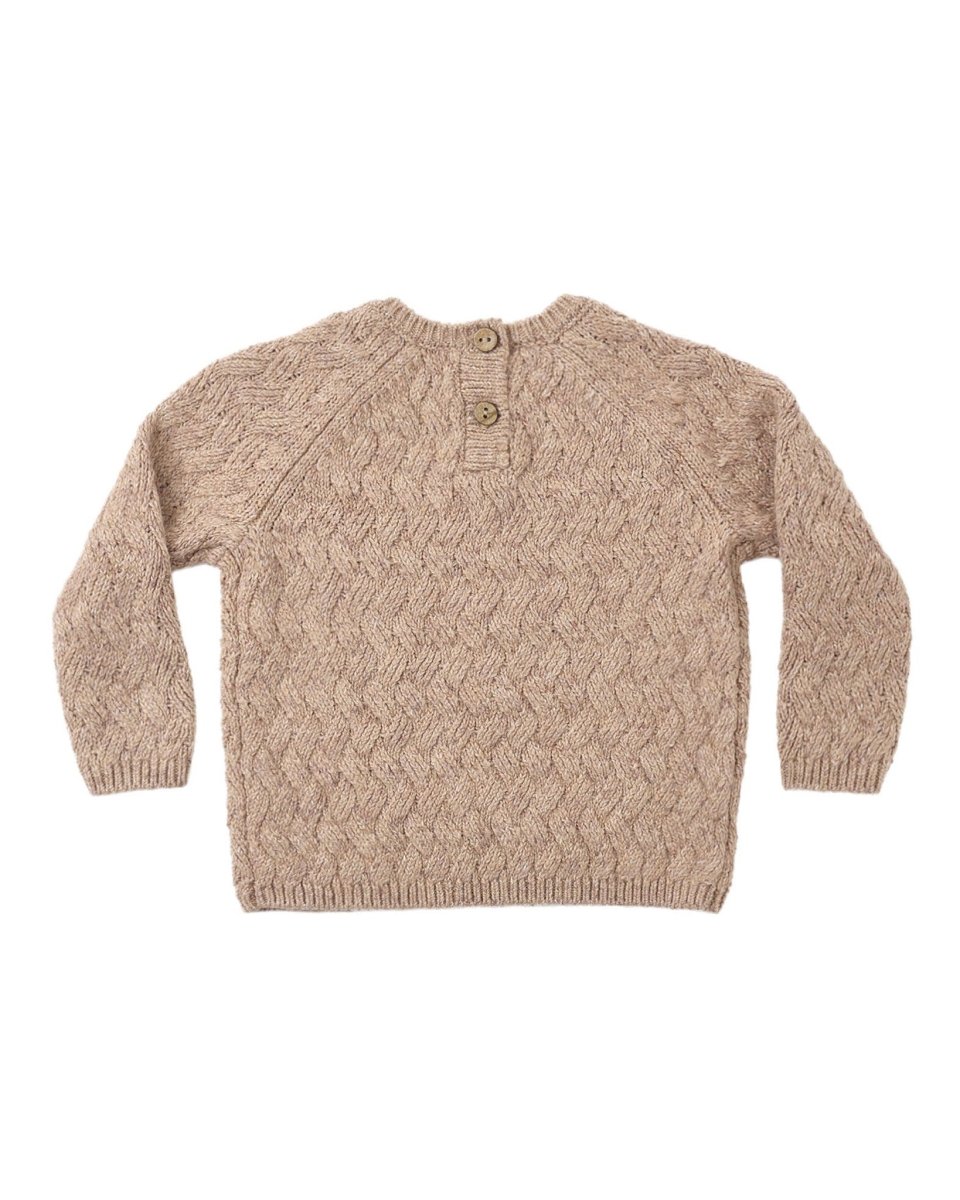 Knit Sweater || Heathered Almond - Quincy Mae Tops sold by Rosebud & Jo