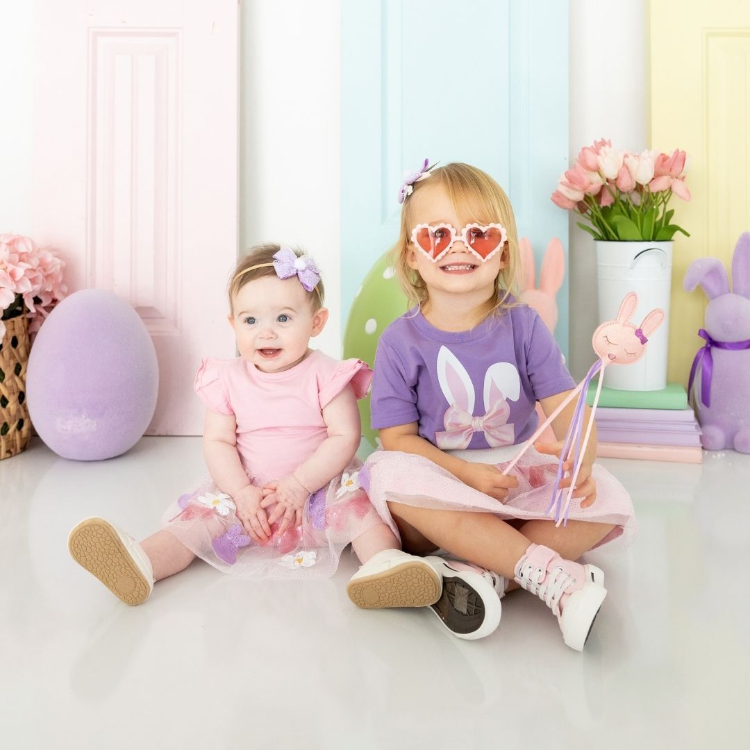 Lavender Lace Easter Bunny Bow Baby Headband - Sweet Wink Hair Accessory sold by Rosebud & Jo
