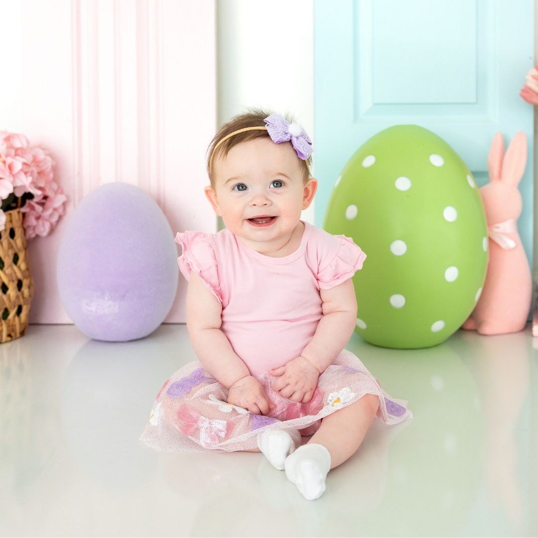 Lavender Lace Easter Bunny Bow Baby Headband - Sweet Wink Hair Accessory sold by Rosebud & Jo