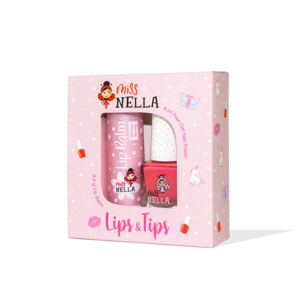 Lips & Tips Set (Marshmallow Overload Nail Polish + Honey Bunny Lip Balm) - Miss Nella US Skincare sold by Rosebud & Jo