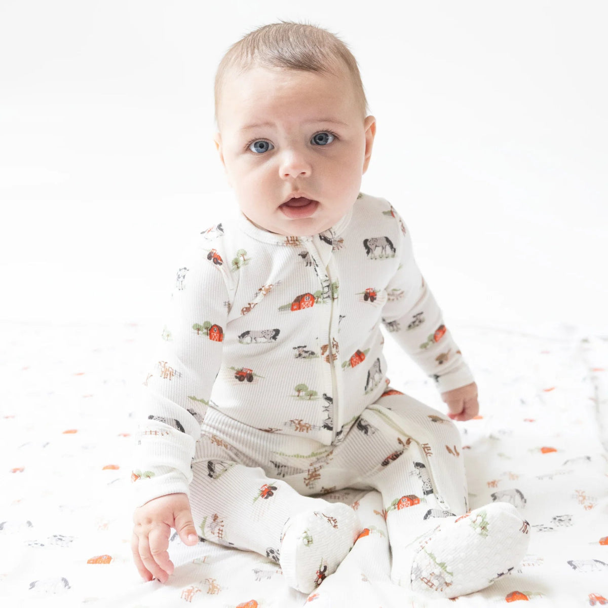 Little Farm 2 - way Zipper Footie - Angel Dear Baby & Toddler Clothing sold by Rosebud & Jo
