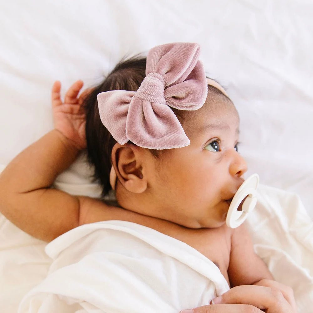 Mauve Bow Velvet Headband - Lou Lou & Company Hair Accessory sold by Rosebud & Jo